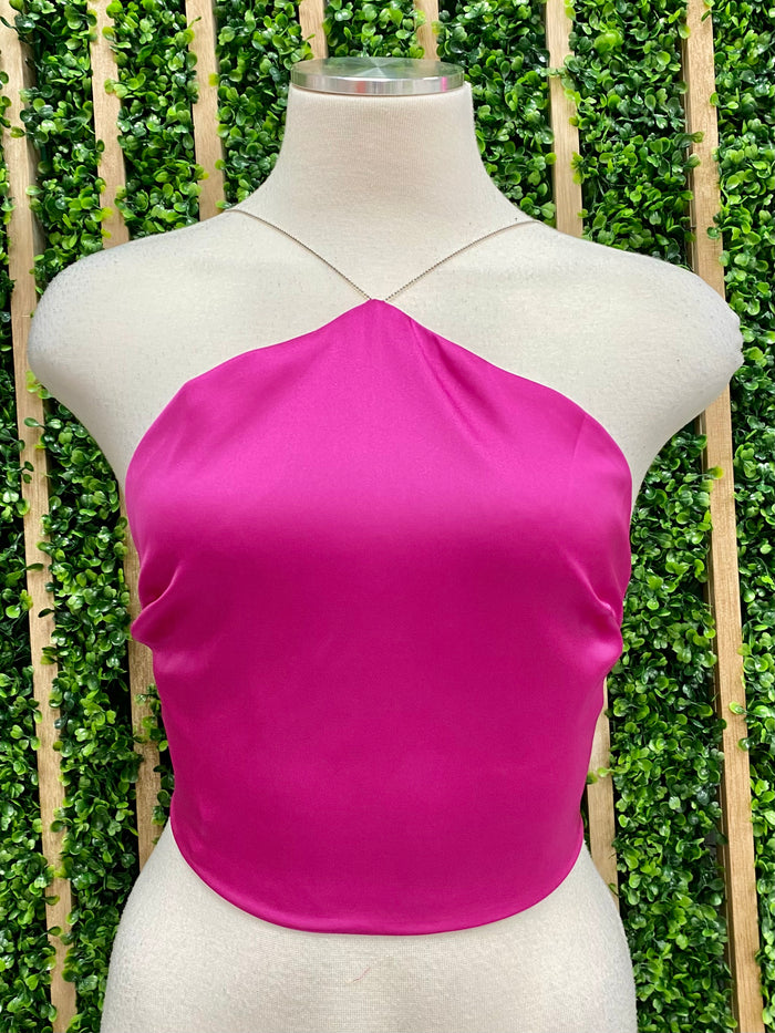 Satin Halter Crop Top