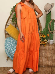 Tiered One Shoulder Maxi Dress