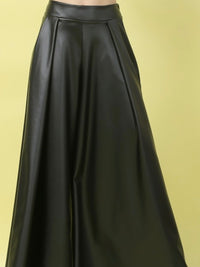 Black Faux Leather Wide Leg Palazzo