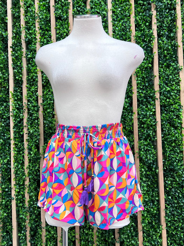 Pink Multi Geo Short Pant Set