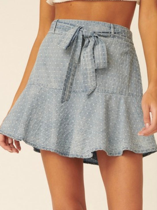 Denim Swiss Dot Skort