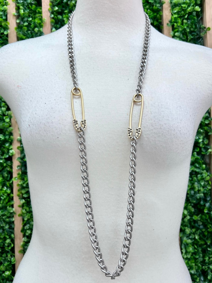 Silver Infinity Necklace Stone Pin Nrcklace