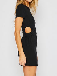 Black Ribbed Cutout Short Dress