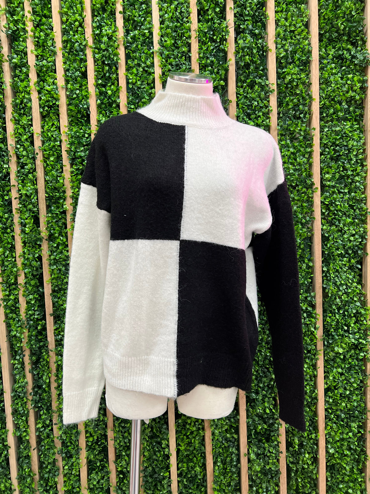 Checkboard Knit Sweater