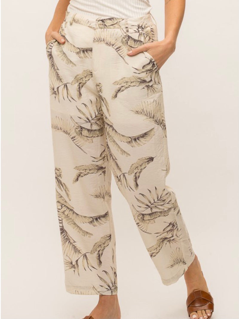 Tropical Print Straight Leg Pant Set