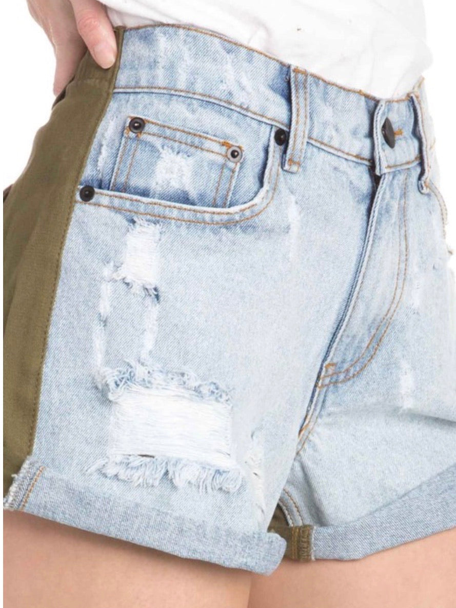 Two tone Denim Shorts