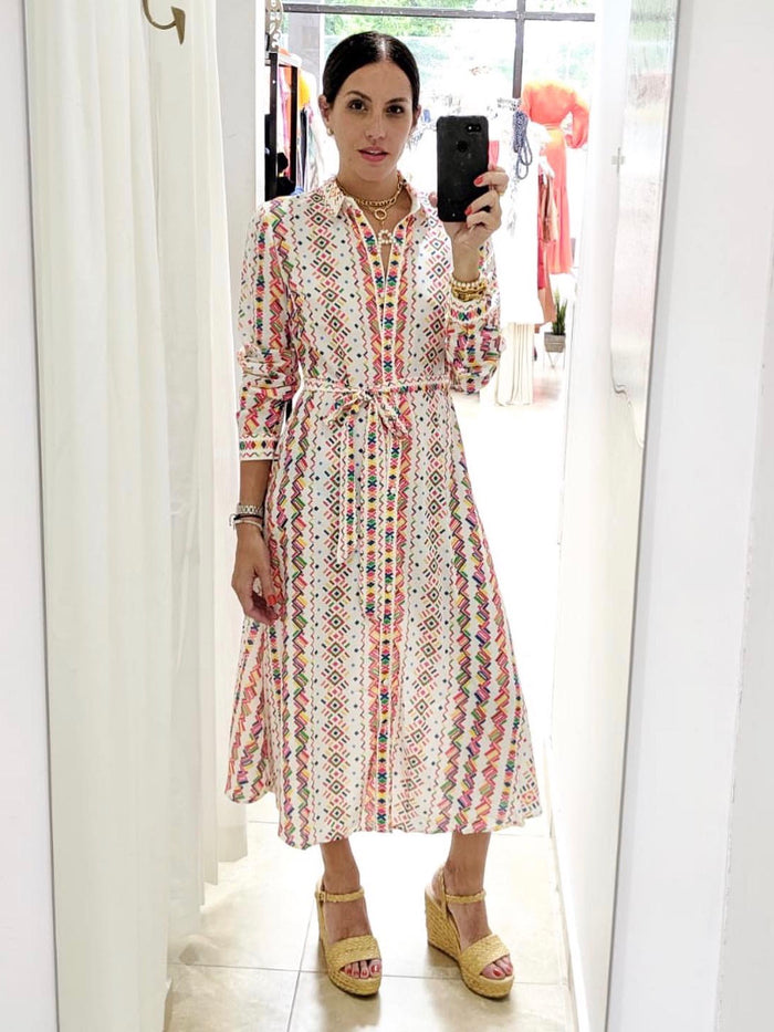 Geometric Print Shirt Dress