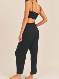 Linen Crop Top Pant Set