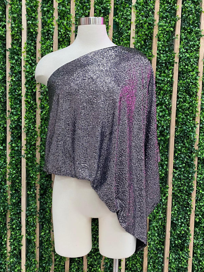 Metallic One Shoulder Top