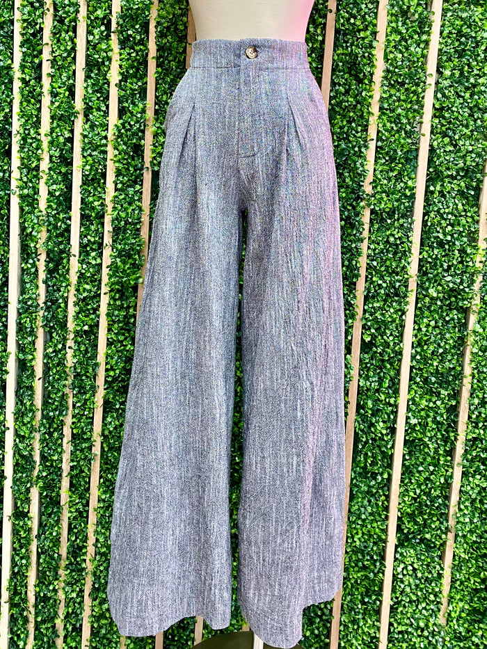 Cotton Slub Wide Leg Pants