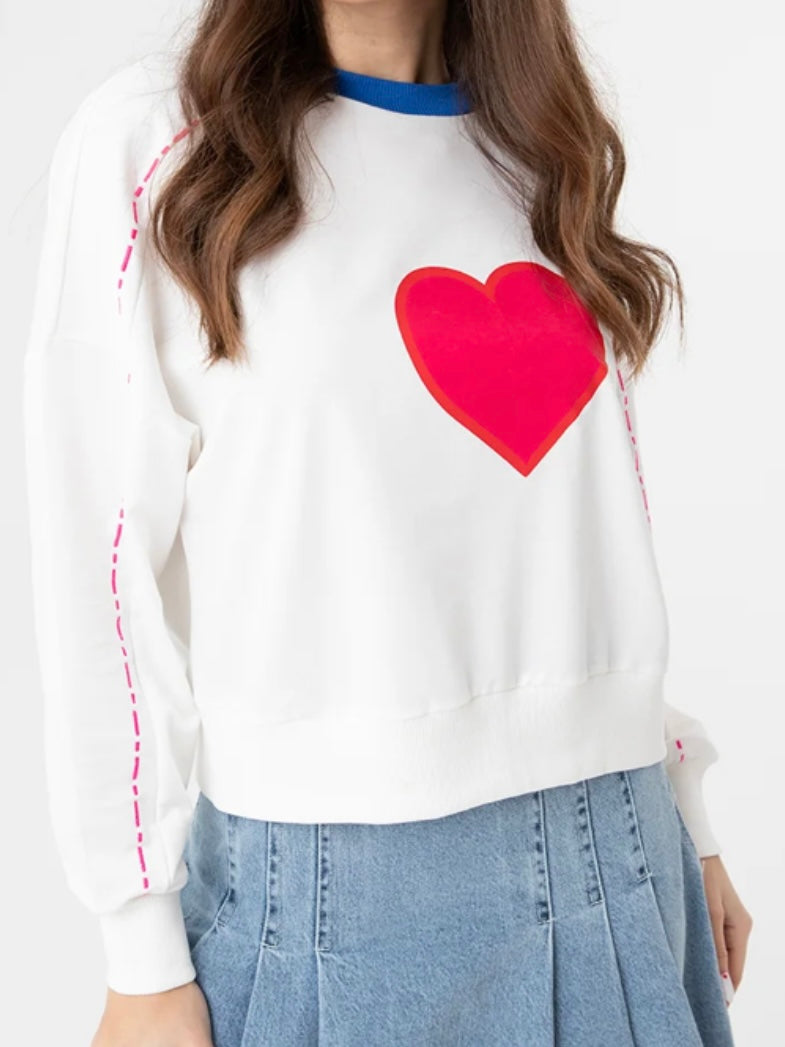 Heart Embroidered Sweeatshirt