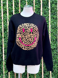 LEopard Happy Face Sweater