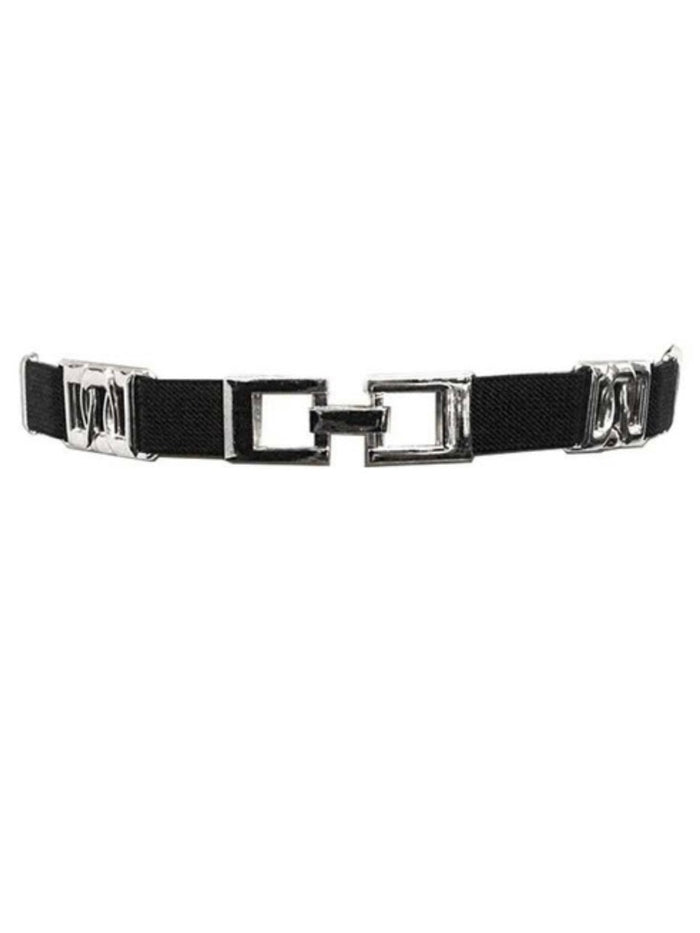 Metal Square Detail Elastic Belt