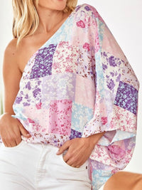 Pink Multi Patchwork One Shoulder Top