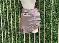 Metallic Side Ruffle Mini Skirt