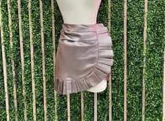 Metallic Side Ruffle Mini Skirt