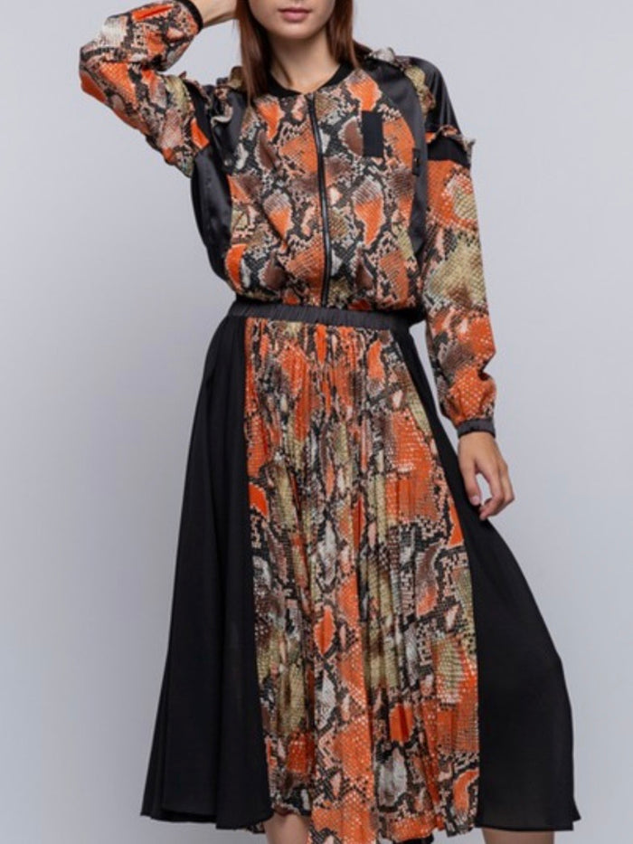 ORange Snakeprint Jumper Dress