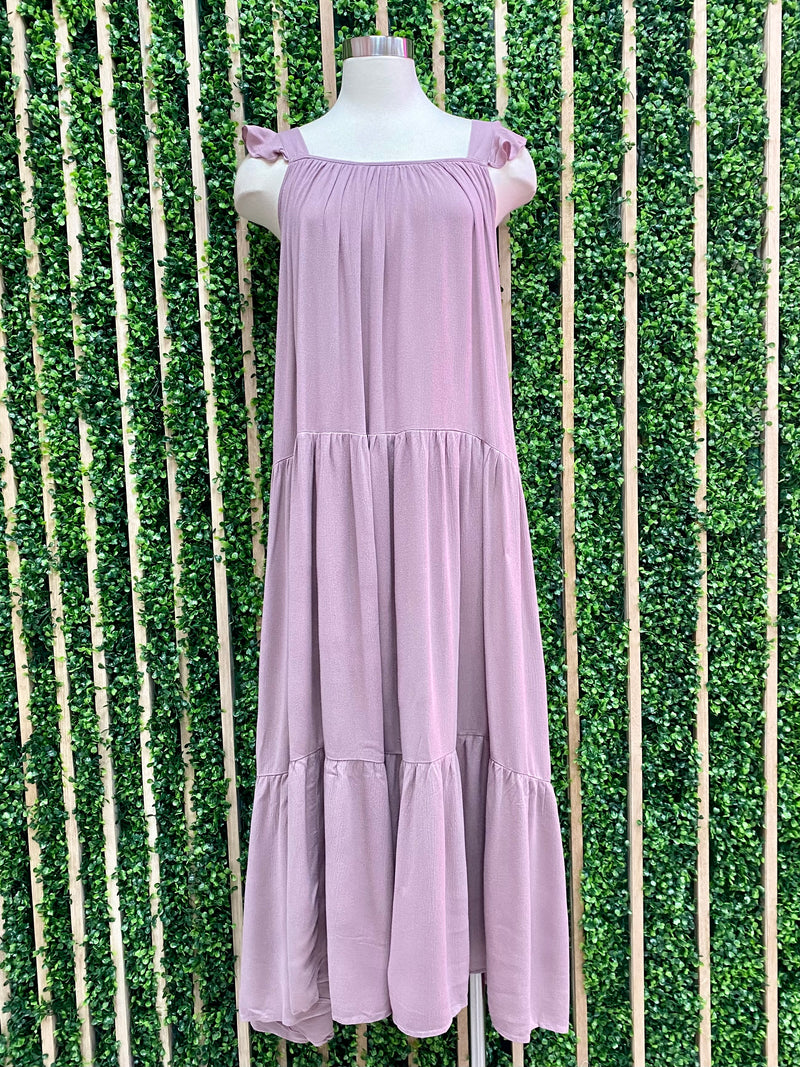 Mauve Ruffle Detail Maxi