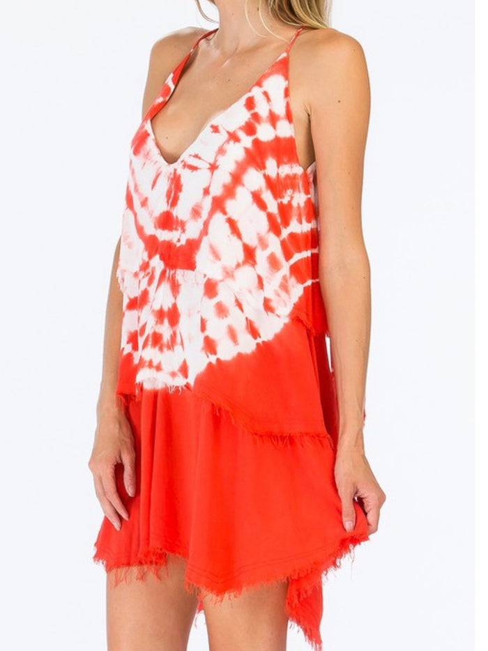 Tomato Red Boho Tank Dress