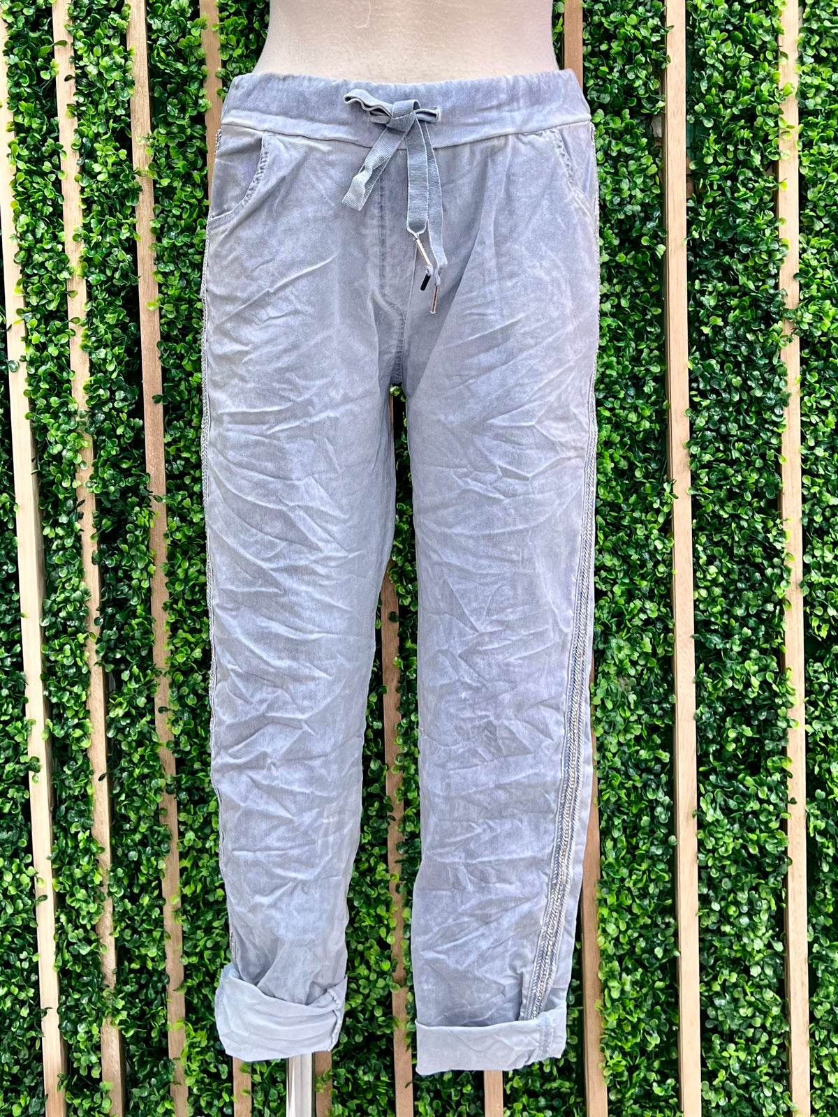 Rhinestone Trim Debim Jogger