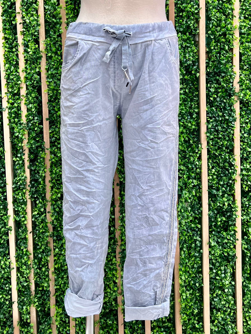 Rhinestone Trim Debim Jogger