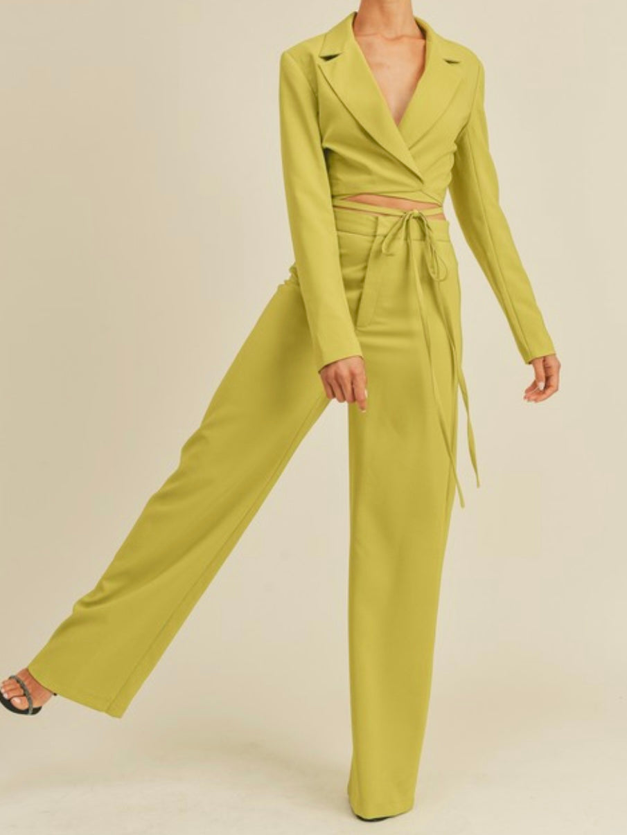 Chartreuse Crop Blazer