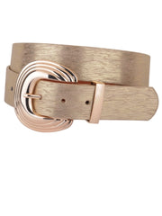 Textured Buckle Leather Belt