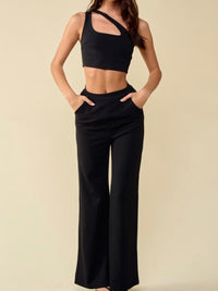 Cutout One Shoulder Pant Set