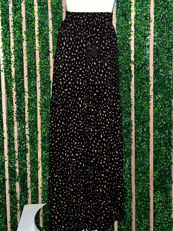 Caramel Printed Tiered Wide Leg Pants