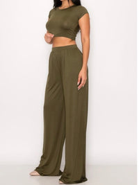 Olive Crop Pant Set