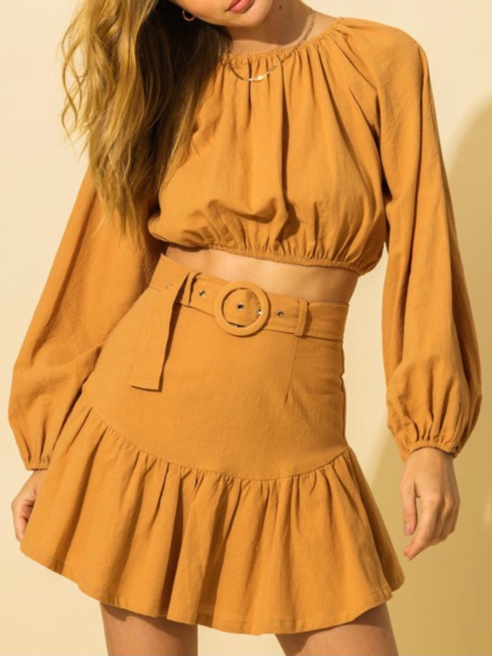 Puff Sleeve Top Skirt Set