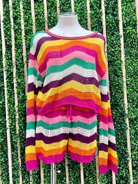 Delicate Bright Striped Crochet Short