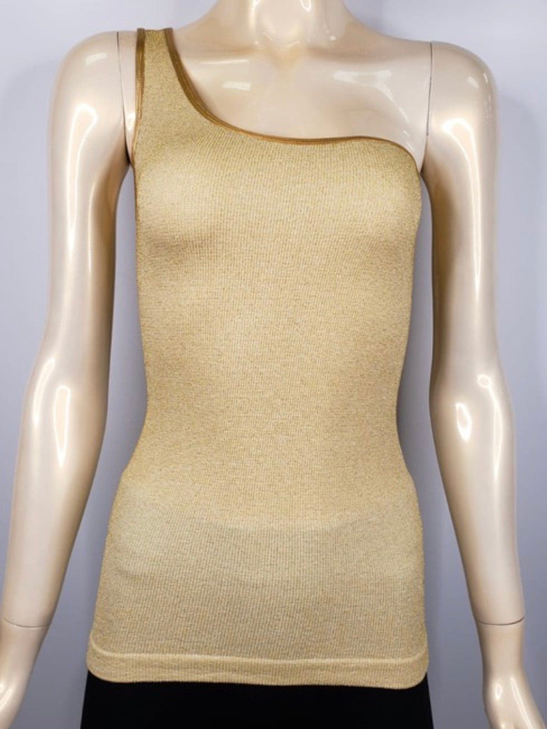 One Shoulder Metallic Cami