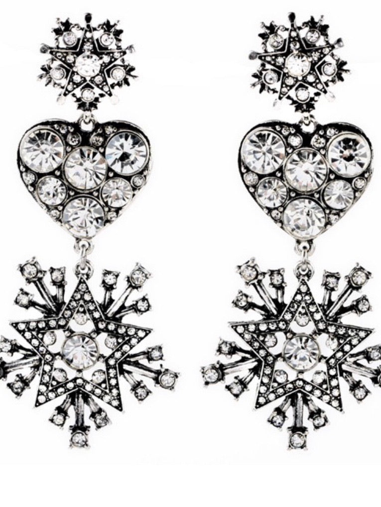 Triple Crystal Statement Earrings