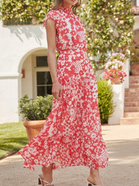 Delicate Red Floral Maxi Skirt