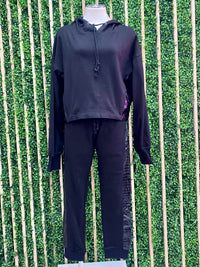 Faux Leather Side Panel Jogger Set