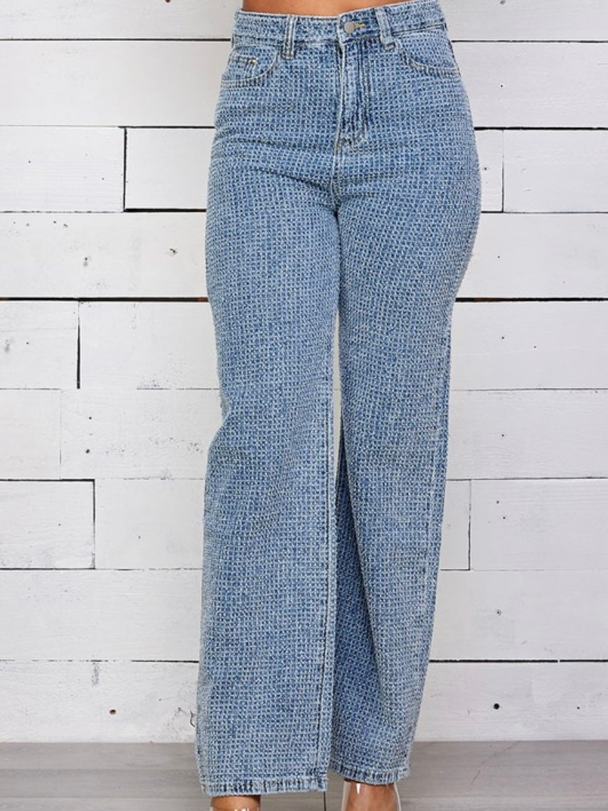 Straight Leg Textured Denim