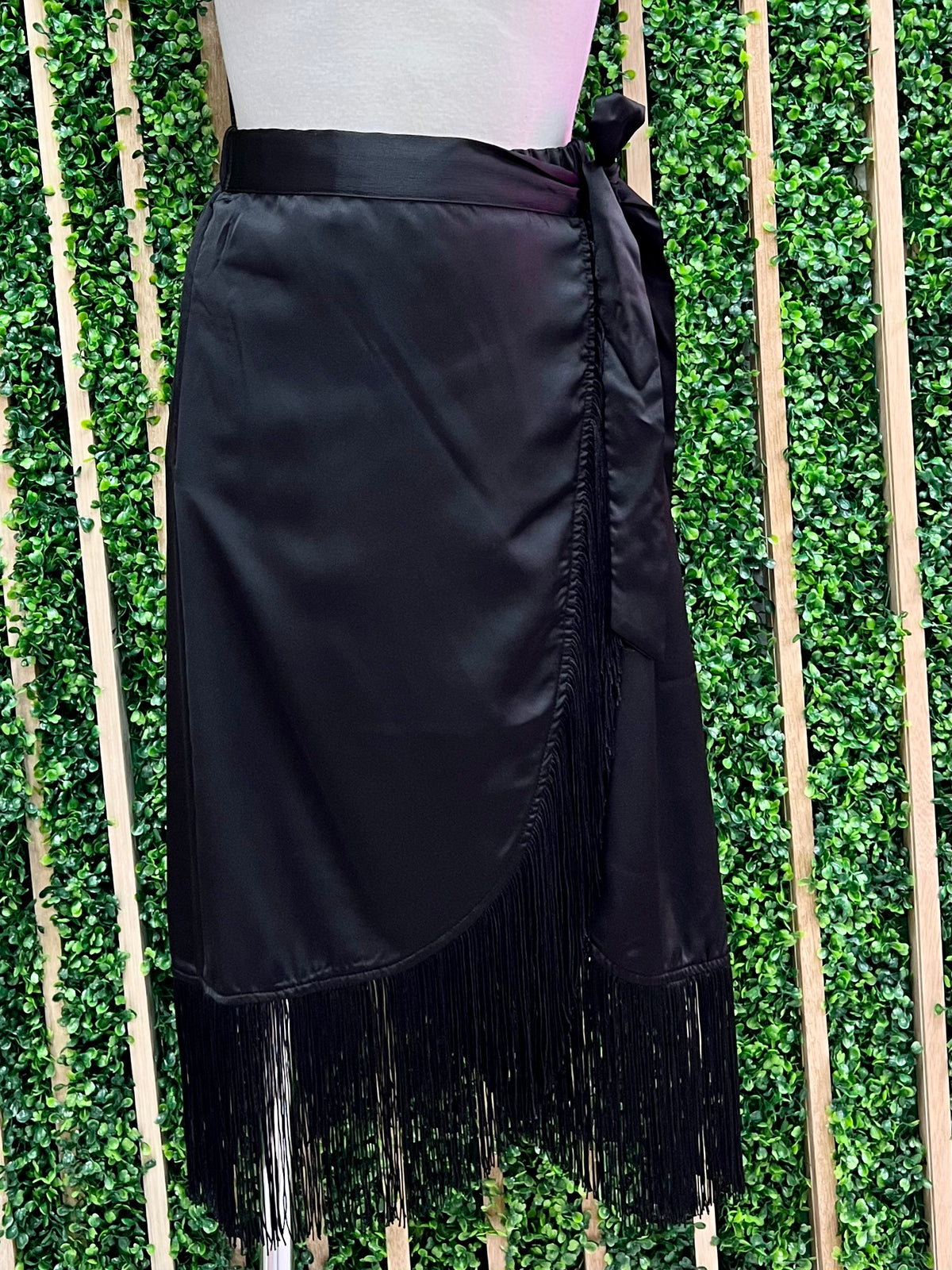 Fringe Detail Wrap Skirt