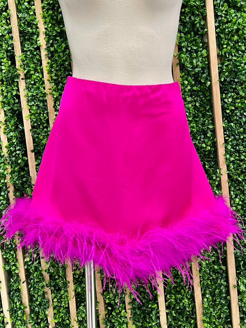 Hot Pink Feather Trim Skirt