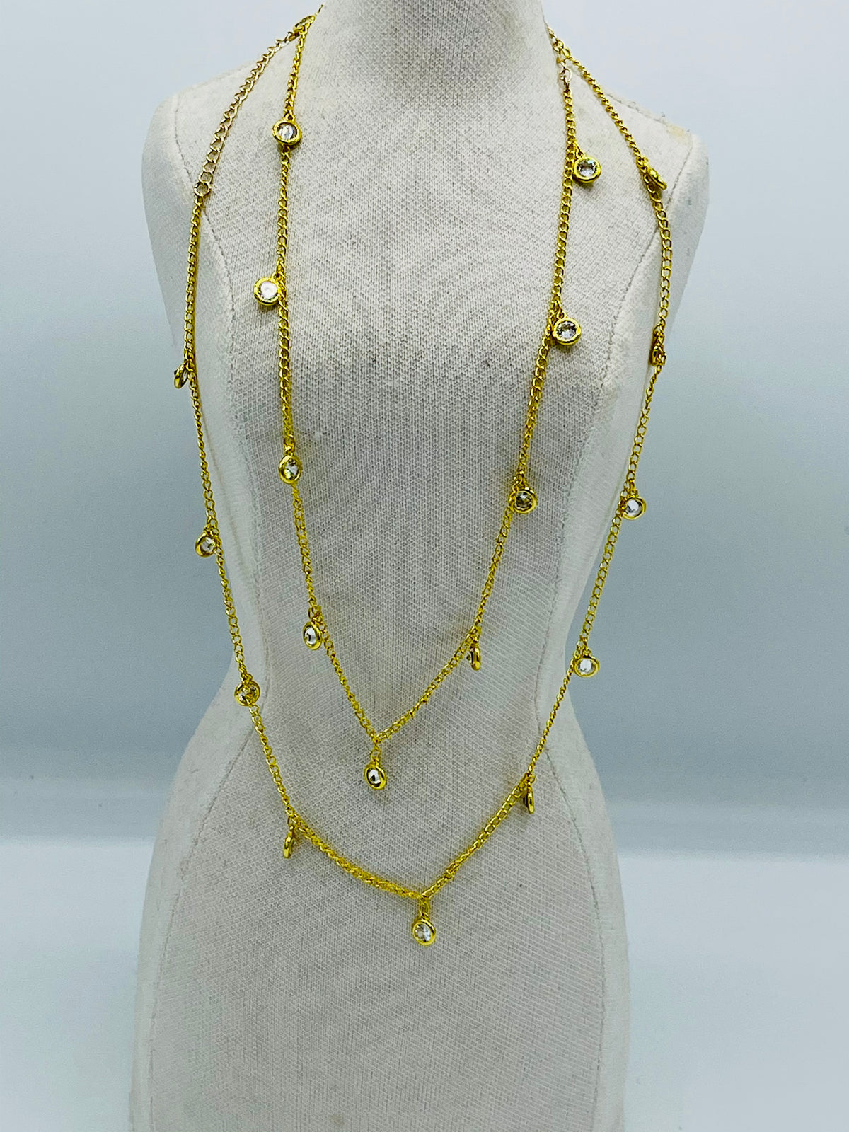 Long Crystal Drops Necklace