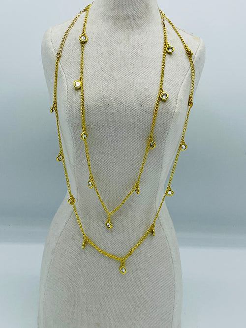 Long Crystal Drops Necklace