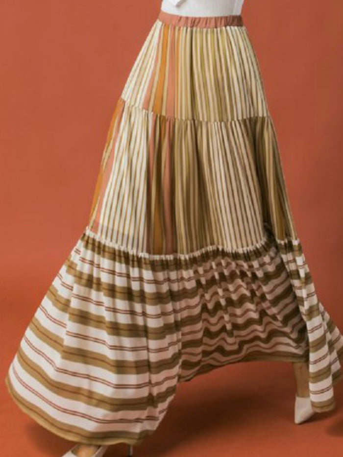 Neutral Stripes Maxi Skirt