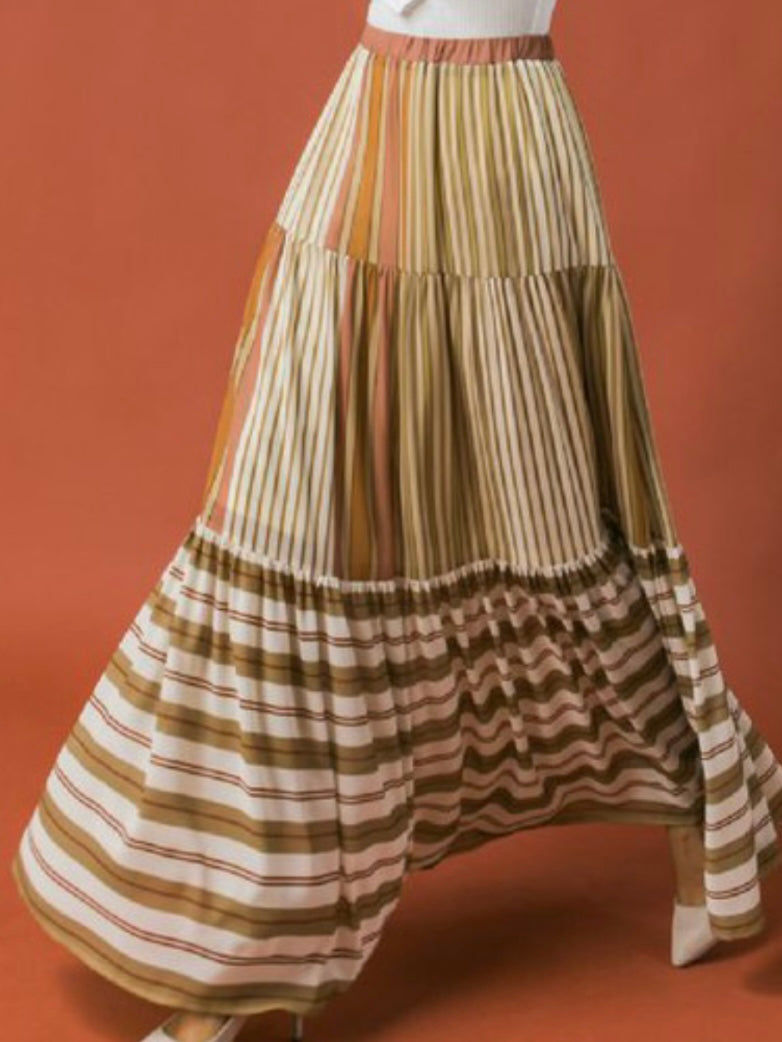 Neutral Stripes Maxi Skirt