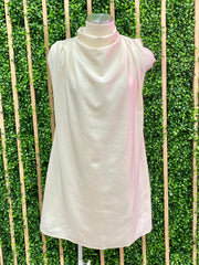 Elegant Cream Satin Cowl Neck SHift Dress