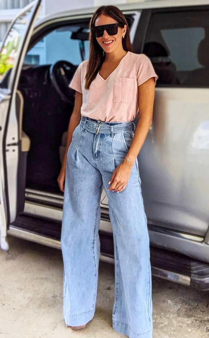 Light Denim Wide Leg Trouser