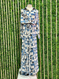 Blue Geo Print Blouse