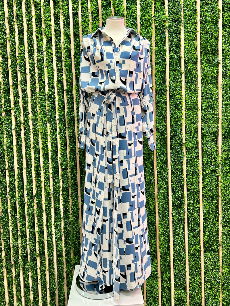 Blue Geo Print Blouse