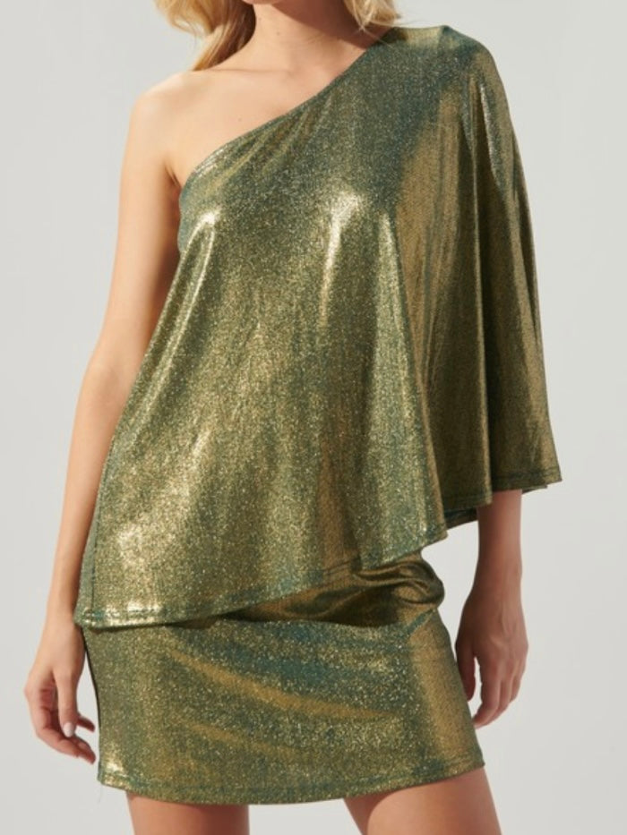 Gold One Shoulder Dress