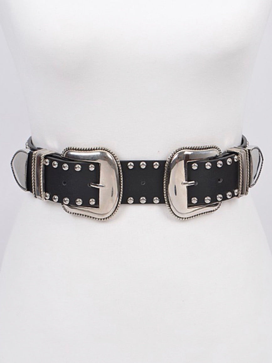 Studs Double Buckle Belt