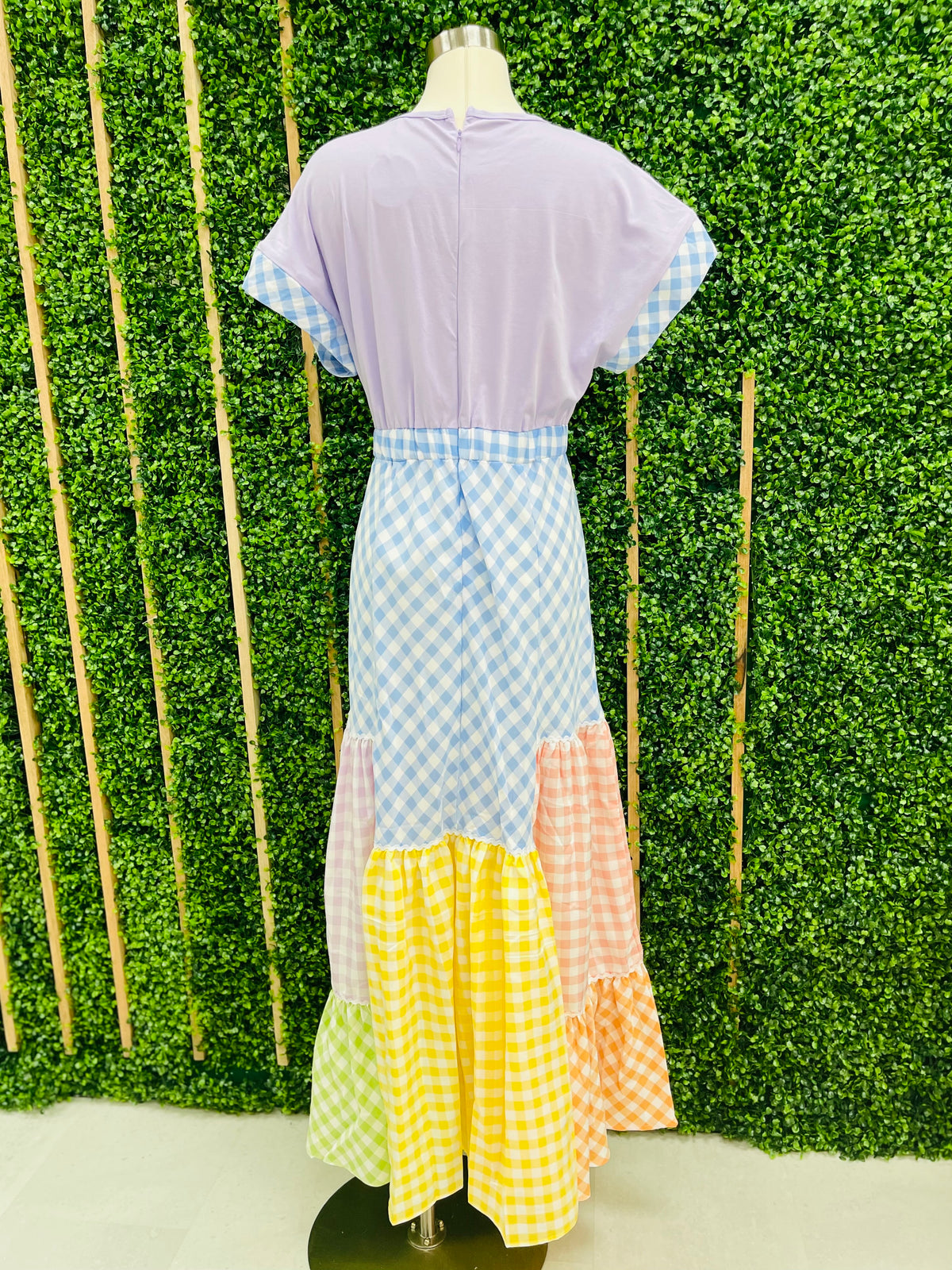 Color Blocked Checkers Maxi Dress